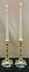 Good Pair American Classical Period C 1840 Cast Brass Push-up Candlesticks 6.5