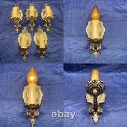 High quality antique heavy solid polished brass set of five Rewired RARE 78D