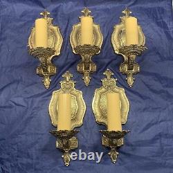 High quality antique heavy solid polished brass set of five Rewired RARE 78D