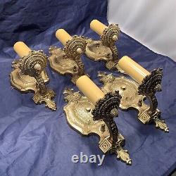 High quality antique heavy solid polished brass set of five Rewired RARE 78D