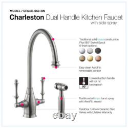 Houzer CRLSS-650-PC Charleston Two Handle Kitchen Faucet with Sidespray 14.37