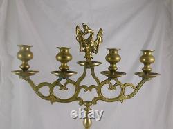 Impressive Antique Judaica Brass Polish 4-Light Eagle Candelabra Sabbath