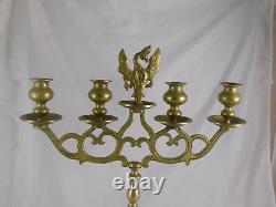 Impressive Antique Judaica Brass Polish 4-Light Eagle Candelabra Sabbath