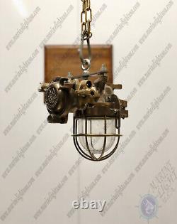 Industrial Maritime Original Solid Brass Antique Polished Kokosha, Hanging Light