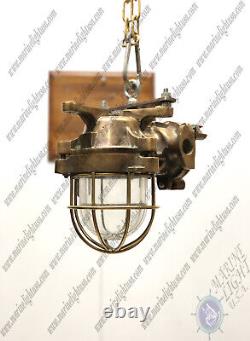 Industrial Maritime Original Solid Brass Antique Polished Kokosha, Hanging Light