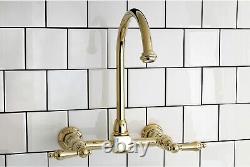 Kingston Brass Restoration Bridge Kitchen Faucet Polished Brass Elegance