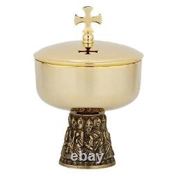 Last Supper Ciborium with cover high polished brass with antique bass