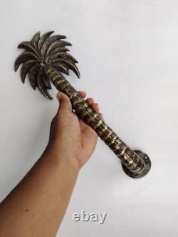 Light weight 16 Polished large Palm tree Door pull handle aged brass 40cm B