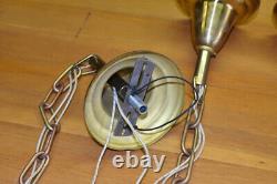 Lot of 3 Polished Brass Pendant Lights Rewired Sockets Farmhouse Fixtures