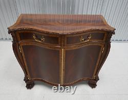 Maitland Smith Banded Flame Mahogany Regency Serpentine Cabinet