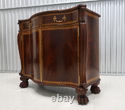 Maitland Smith Banded Flame Mahogany Regency Serpentine Cabinet