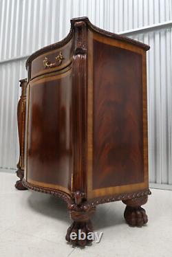 Maitland Smith Banded Flame Mahogany Regency Serpentine Cabinet