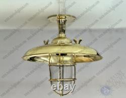 Marine Nautical Replica Brass Polished Antique Bulkhead CeilingLight With Shade