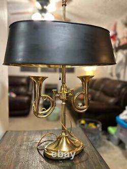 Mid 20th Century Brass Horn Bouillotte Lamp