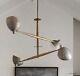 Mid Century Antique Brass Sputnik Vintage Italian Stilnovo Chandelier 2 Tier