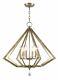 Mid Century Modern Traditional Six Light Chandelier Antique Brass Polished