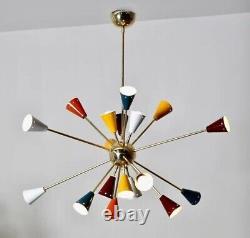 Mid century Large Multicoloured Sputnik Chandelier Stilnovo Light