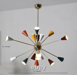 Mid century Large Multicoloured Sputnik Chandelier Stilnovo Light