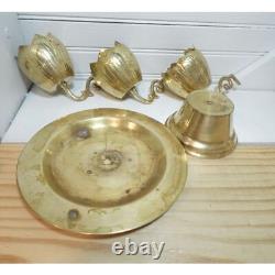 Midcentury Antique Brass Tulip Lotus flower candleholder candelabra