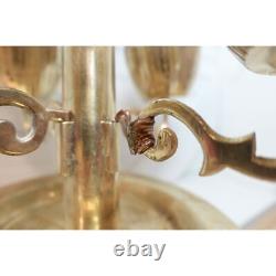 Midcentury Antique Brass Tulip Lotus flower candleholder candelabra