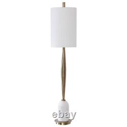 Minette 1 Light Buffet Lamp Antique Brass/Polished White Marble Finish with
