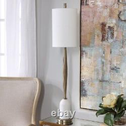 Minette 1 Light Buffet Lamp Antique Brass/Polished White Marble Finish with