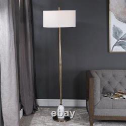 Minette 1 Light Floor Lamp Antique Brass/Polished White Marble Finish with