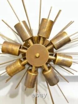 Minimalist 8 Light Sputnik Light Wall Light Antique Brass Mid Century