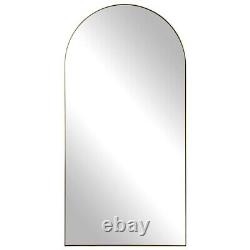 Modern Full-Length Arch Mirror in Antique Brass Finish with Thin Polished Steel