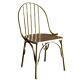 Modern Polished Antiqued Brass Finish Metal Windsor Back Dining Chair Gold