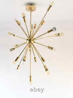 Modern Sputnik Chandelier- Antique Brass Light Fixture- Brass Sputnik Chandelier
