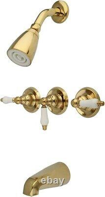 NEW! Kingston Brass KB232PL Tub and Shower Faucet with 3-Porcelain Lever Handle