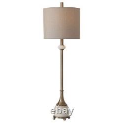 Natania 1 Light Buffet Lamp Polished White Marble/Antique Brass Finish with