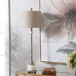 Natania 1 Light Buffet Lamp Polished White Marble/Antique Brass Finish with