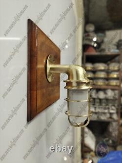 Nautical Ship Antique Brass Swan Polish Wall Light with White Glass Lot of 2