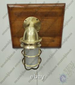 Nautical Ship Antique Brass Swan Polish Wall Light with White Glass Lot of 2