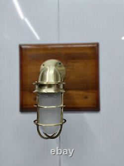 Nautical Ship Antique Brass Swan Polish Wall Light with White Glass Lot of 2