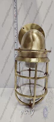 Nautical Ship Antique Brass Swan Polish Wall Light with White Glass Lot of 2