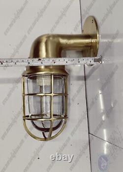 Nautical Ship Antique Brass Swan Polish Wall Light with White Glass Lot of 2