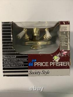 New Vintage Price Pfister Society Style Lavatory Faucet Brass/Porcelain 843-10PP