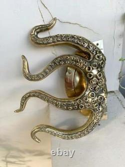 OCTOPUS Solid 100% Brass hollow hand POLISHED Door PULL HANDLE 9 high aged B