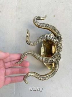 OCTOPUS Solid 100% Brass hollow hand POLISHED Door PULL HANDLE 9 high aged B