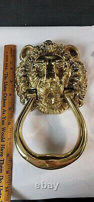 P. E. Guerin Lion Head Door Knocker In Polished Brass