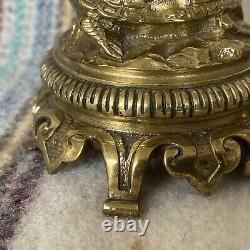 Pair Beautiful Antique Mid 1800s Polished Brass Candlesticks Classical Cherubs