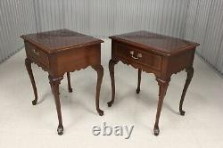 Pair Hickory American Masterpiece Collection Mahogany End Tables