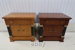 Pair Leda Furniture Empire Style Ebonized Nightstands Cabinets