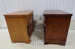 Pair Leda Furniture Empire Style Ebonized Nightstands Cabinets