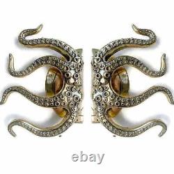 Pair OCTOPUS Solid 100% Brass hand POLISHED Door PULL HANDLE 9 high aged B