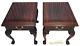 Pair Thomasville Flame Mahogany Ball & Claw End Tables