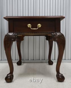 Pair Thomasville Flame Mahogany Ball & Claw End Tables